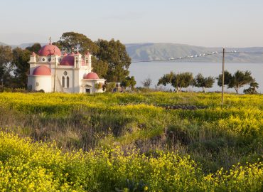 The Greek Orthodox church of Capernaum is located near the ruins of the ancient village on the shores of the Sea of Galilee. Photo by Itamar Grinberg.